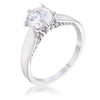 1.56Ct Contemporary Rhodium Plated CZ Solitaire Ring