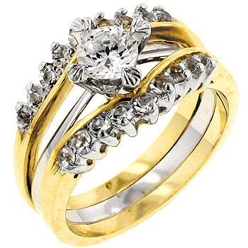 Two Tone Cubic Zirconia Anniversary Ring Set