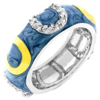 Double Pink Enamel Horseshoe Ring