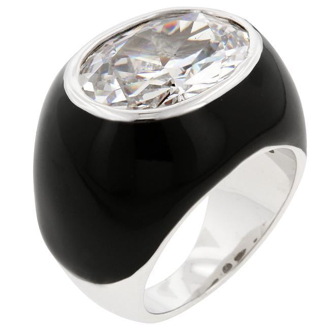 Black Enamel Metro Ring