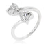 Rhodium Plated Finish Dual Hearts Anniversary Ring