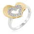 Two-tone Finished Cubic Zirconia Heart Ring