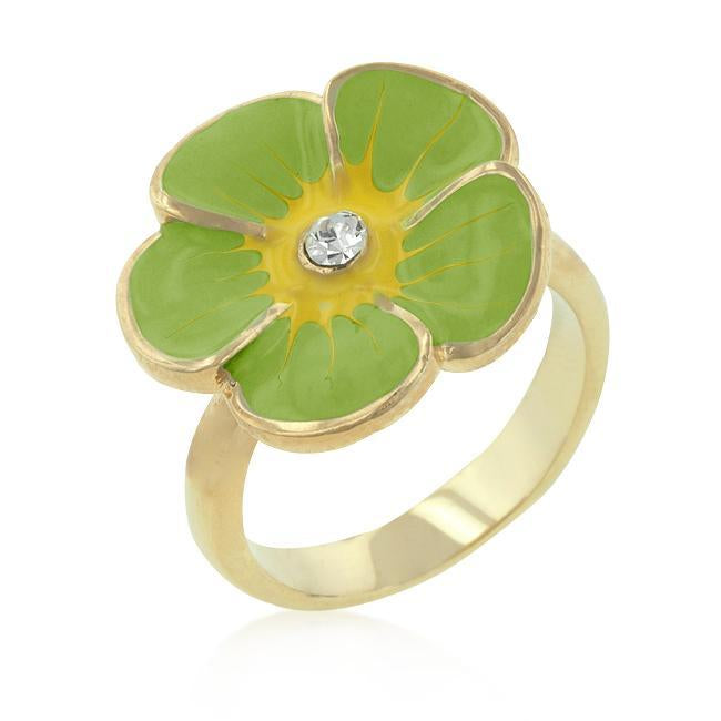 Light Blue Enamel Floral Ring