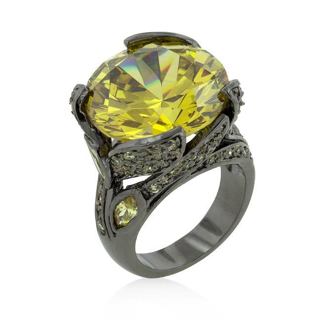 Hematite Yellow Stone Cocktail Ring