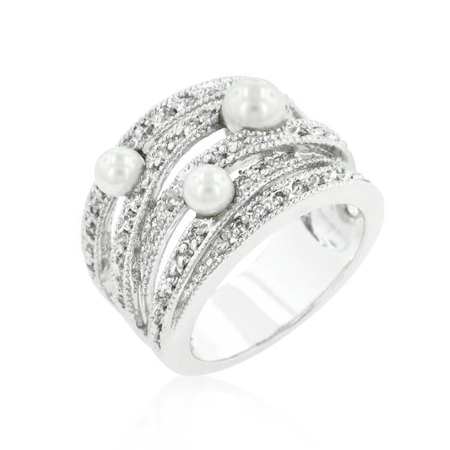 Gray Pearl Cocktail Ring