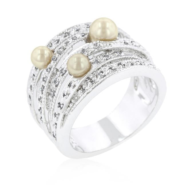 Gray Pearl Cocktail Ring