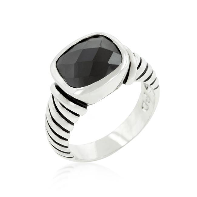 Black CZ Cable Ring