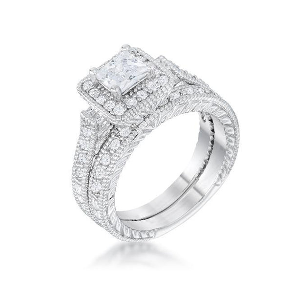 Art Deco Princess Cut Bridal Set