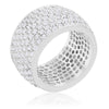 Wide Pave Cubic Zirconia Silvertone Band Ring