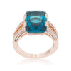 Rema 8.6ct Aqua CZ Rose Gold Emerald Classic Cocktail Ring