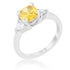 Shonda 1.8ct Clear CZ Rhodium Cushion Classic Statement Ring