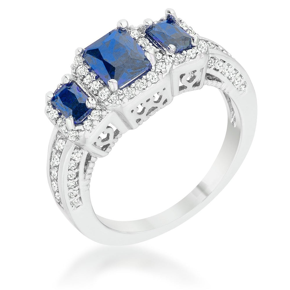 Rita 2.3ct Garnet CZ Rhodium Classic Trio Ring