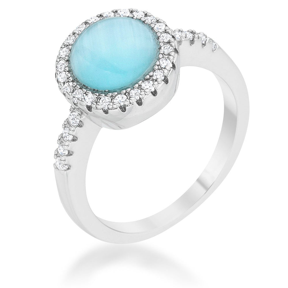 Patricia 0.3ct CZ Blue Cat's Eye Rhodium Classic Ring