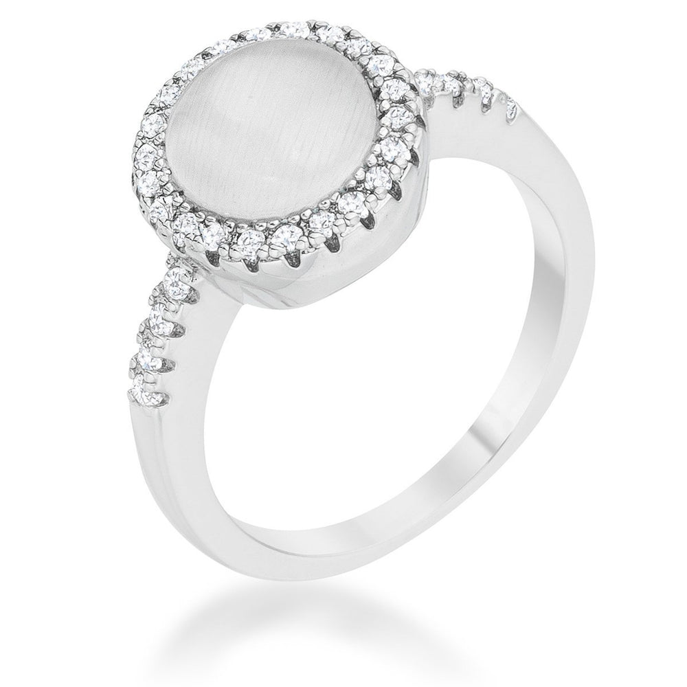 Patricia 0.3ct CZ Blue Cat's Eye Rhodium Classic Ring