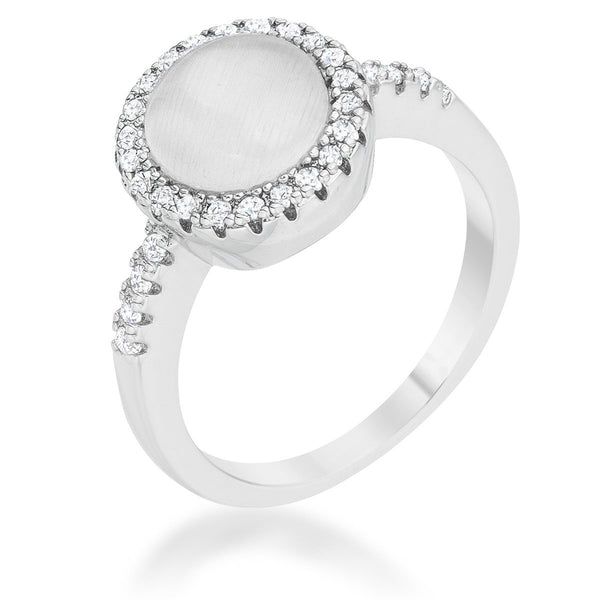 Patricia 0.3ct CZ Blue Cat's Eye Rhodium Classic Ring