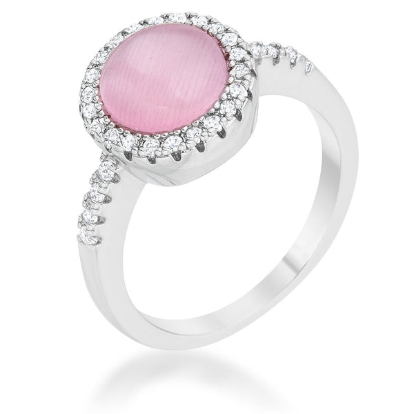 Patricia 0.3ct CZ Blue Cat's Eye Rhodium Classic Ring