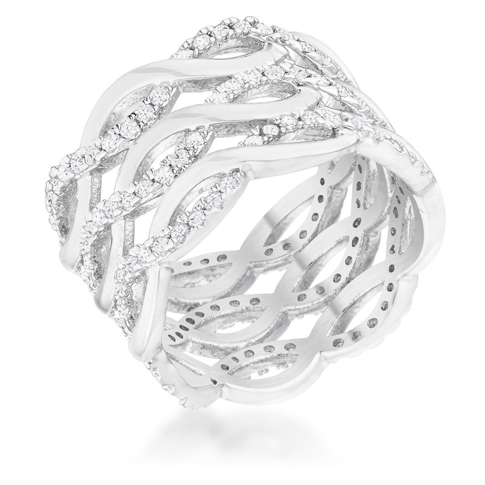Brandy 0.88ct CZ Rhodium Twist Wide Cocktail Ring