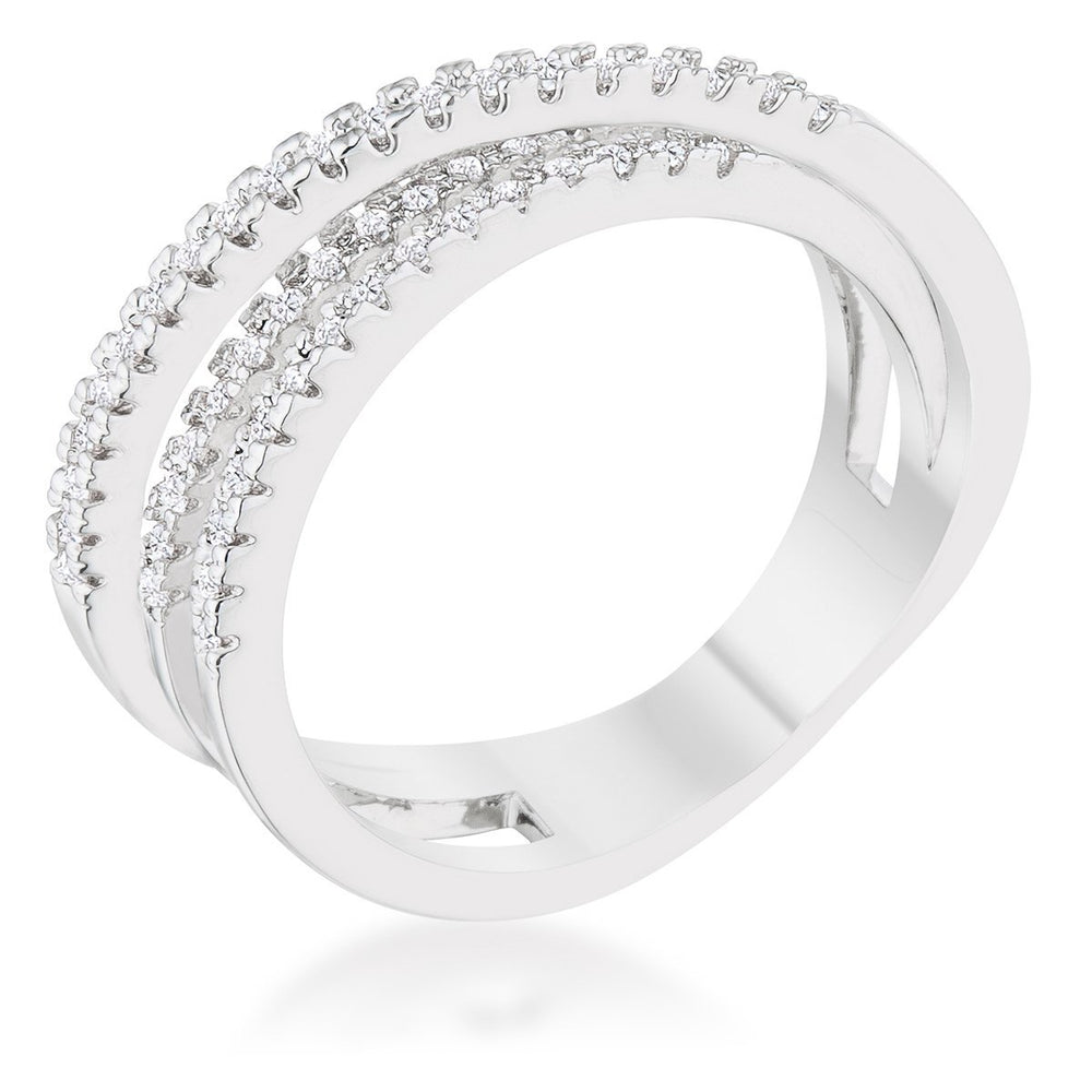 Lynn 0.25ct CZ Rhodium Twisted Trio Band Ring