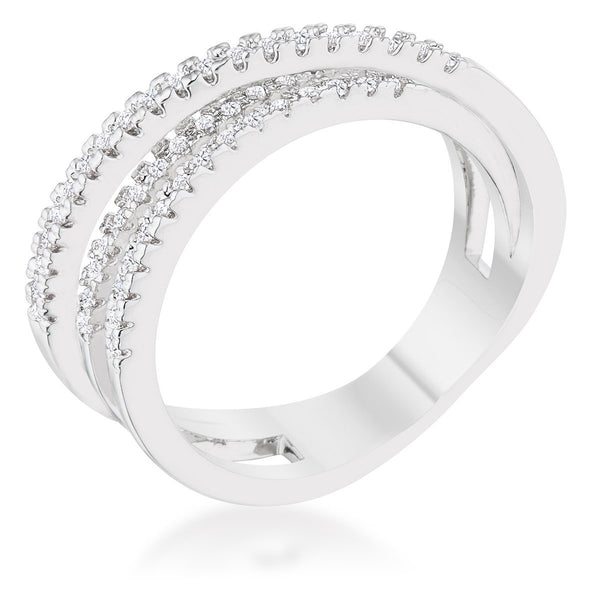 Lynn 0.25ct CZ Rhodium Twisted Trio Band Ring