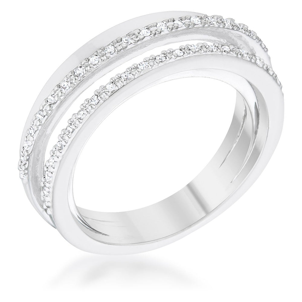 Laurie 0.2ct CZ Rhodium Contemporary Trio Band Ring