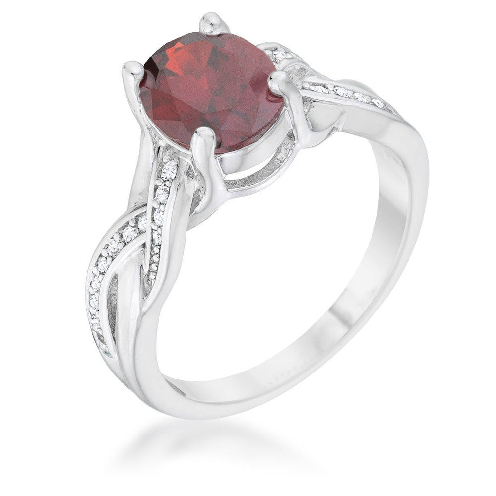 Justine 2ct CZ Rhodium Classic Oval Ring