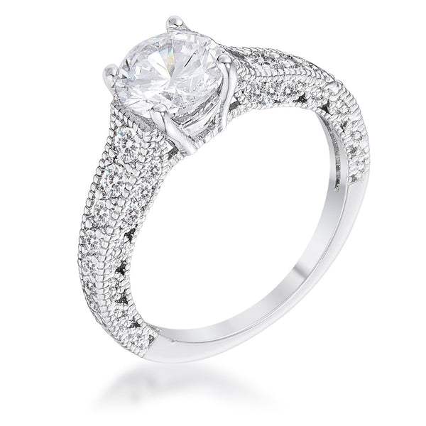 1.55Ct Antique Rhodium Plated CZ Pave Engagement Ring