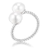 Rhodium Plated Twisted Rope Freshwater Pearl Wrap ring